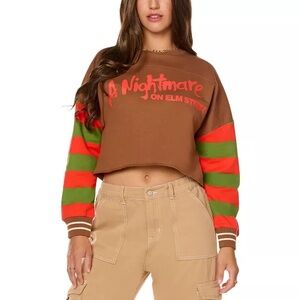 Cropped Crewneck Pullover Sweater Nightmare on Elm Street Freddy Kreuger